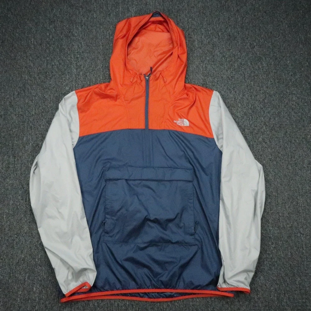 The North Face Jacket Mens XL Orange Blue Fanorak WindWall Anorak Hooded